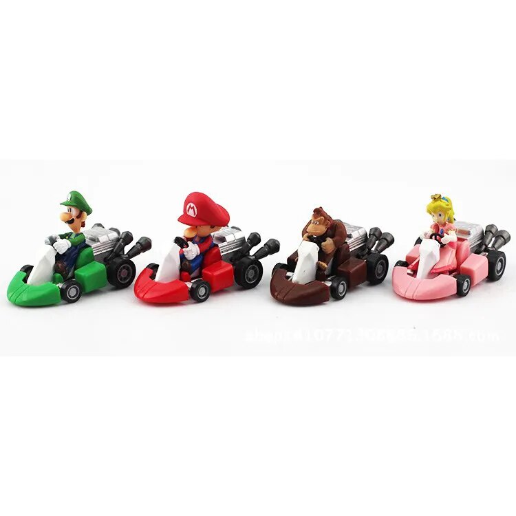 10pcs/6pcs Set Super Marios Bros Yoshi Luigi Wario Donkey Kong Figure Model Pull Back Car Anime Peripherals Ornaments Toys Gifts