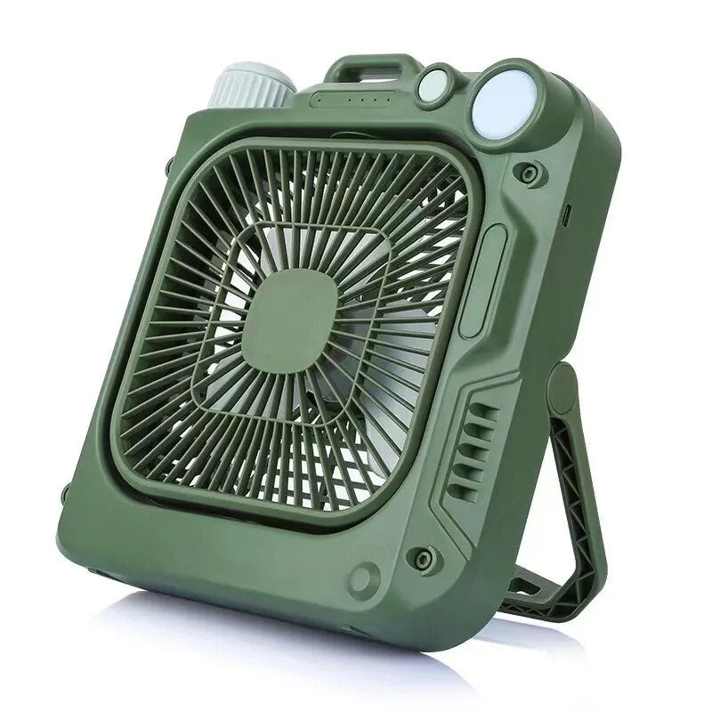 10000mAh Multifunctional Outdoor Portable Camping Rechargeable Fan  Circulator Wireless Ceiling Electric Fan LED Lighting