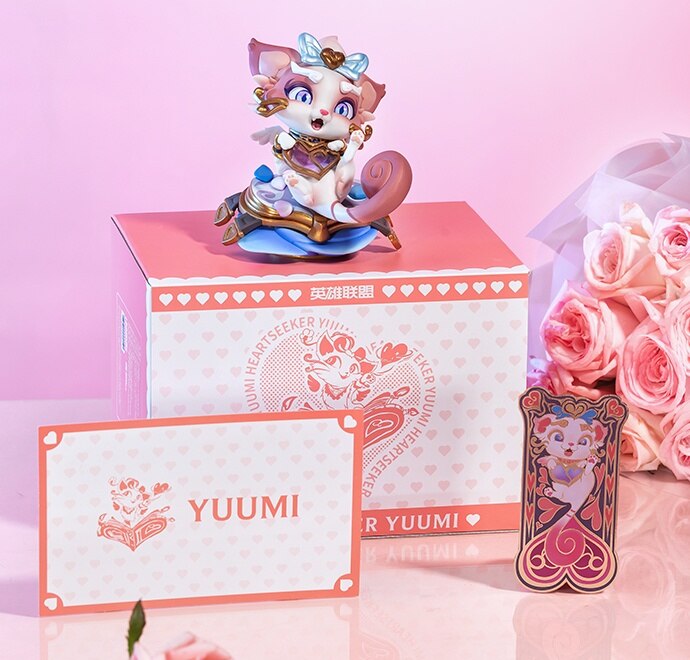Anime Figurine League of Legends Valentine's Day Limited Heart Seeker Cat Yuumi Set Limited Edition  Action Figure Peripherals